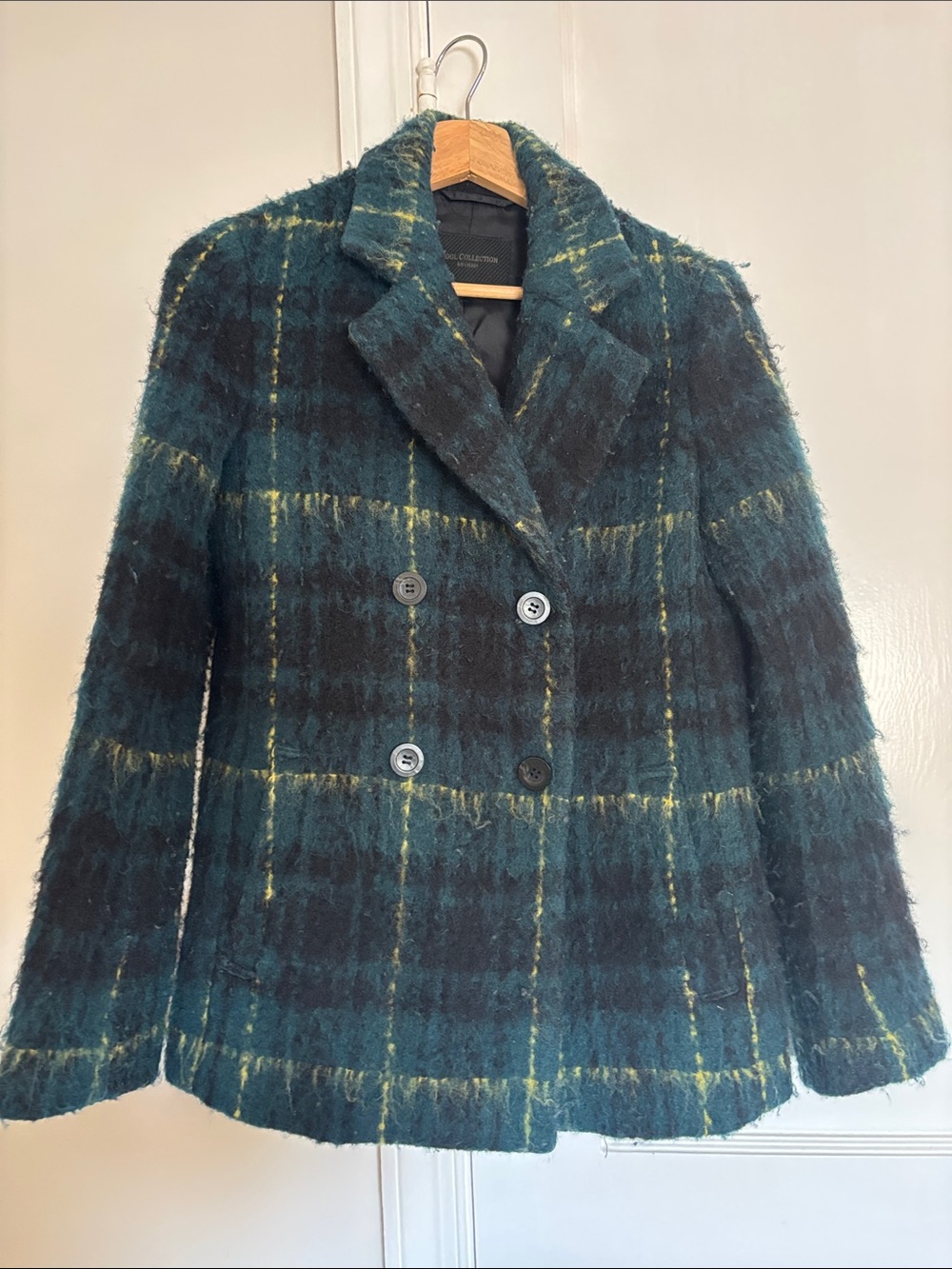 Uniqlo Wool Collection Plaid Double-Breasted Peacoat